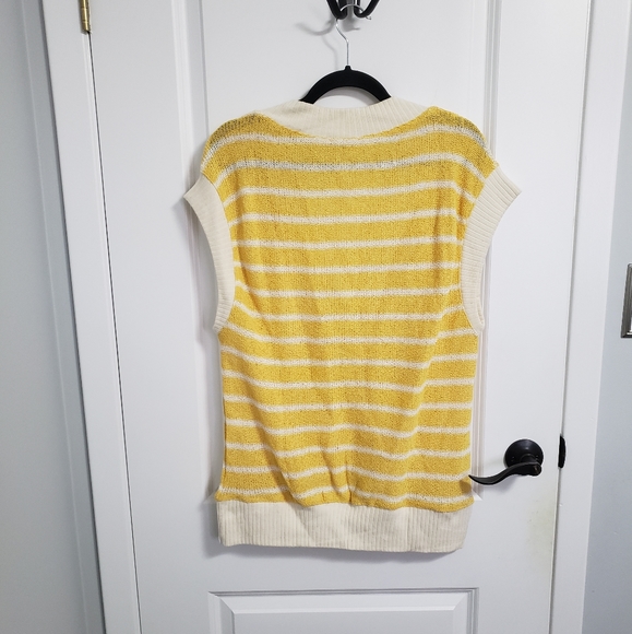 ZARA Yellow Striped Knit Oversized Sweater Vest - Picture 5 of 7